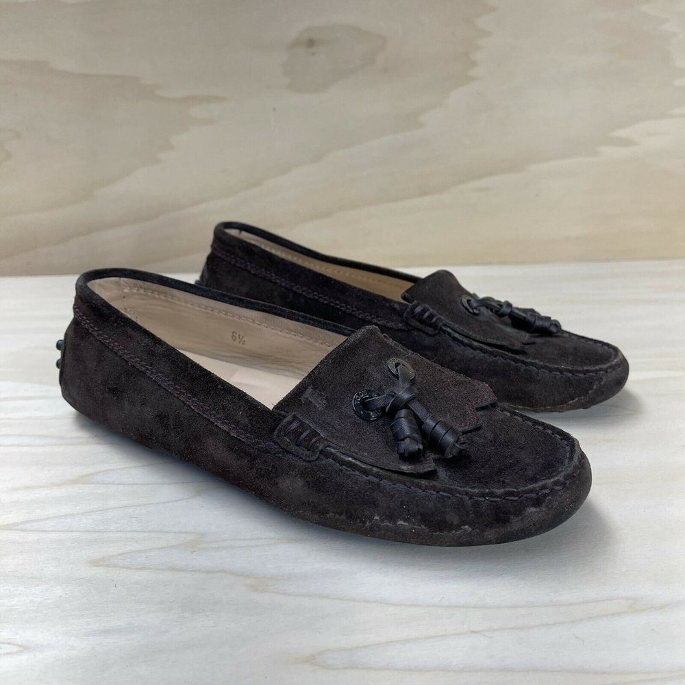 Tod’s Womens City Driving Loafers Moc Brown Leather Gommino Sole Sz 6.5